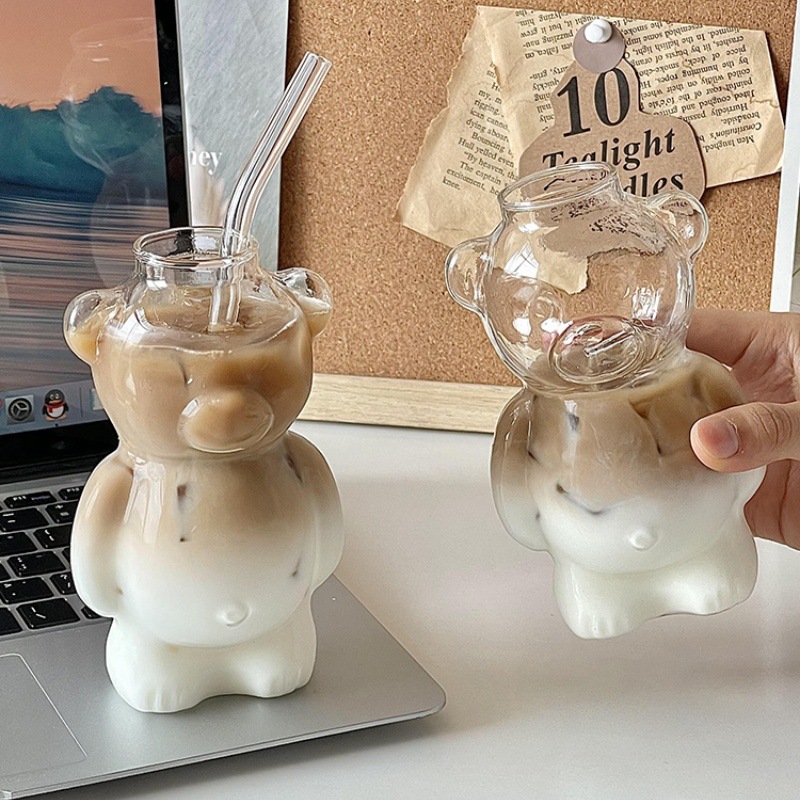 Tazza da tè al latte, caffè, succo di frutta, latte macchiato, caffè, succo di frutta, design creativo con orso, di alta qualità, personalizzata, con cartone animato._voghion.com