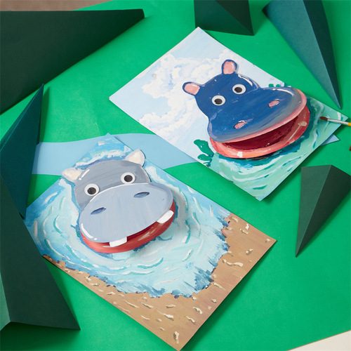 Children's educational toys handmade diy material package hippopotamus open mouth art painting kindergarten gift