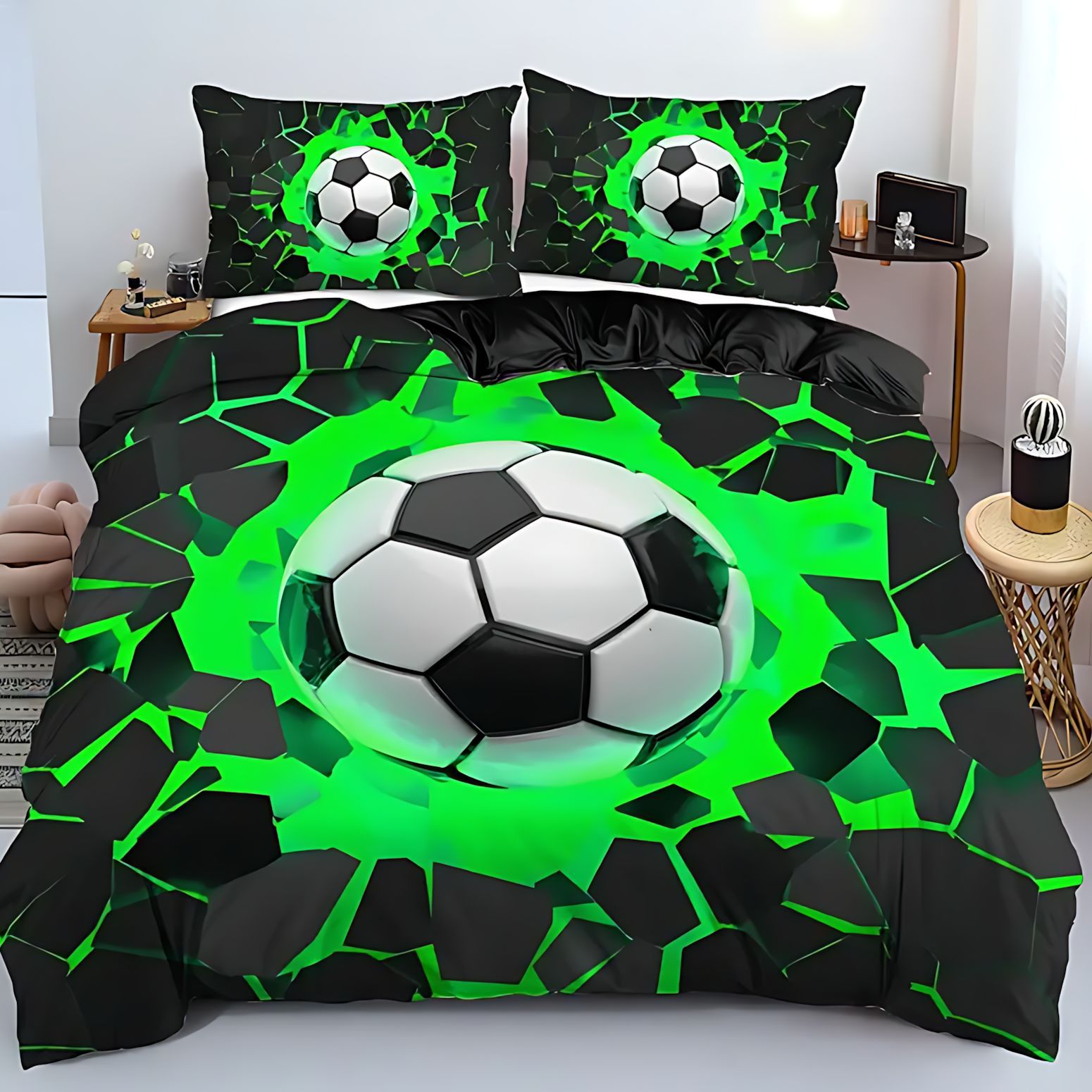 TEMU / JIT Fashion Sports League Football Pattern 3D Digital Printing Cover Kit suministro directo transfronterizo