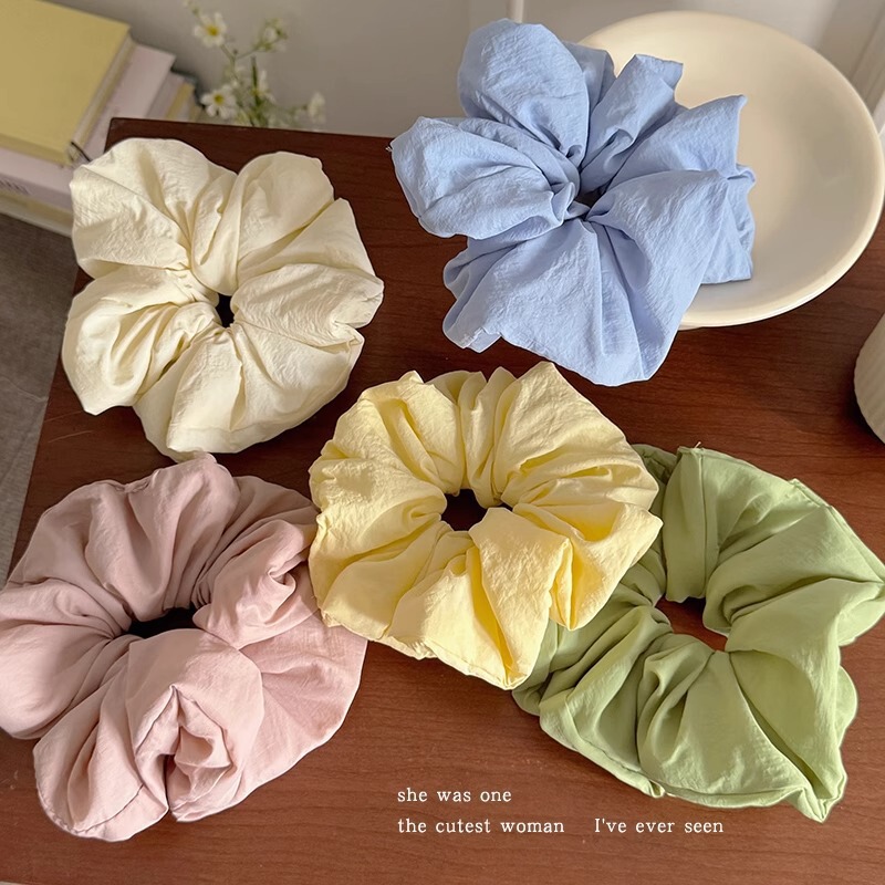 Fluffy Cloud-Like Texture ~ Cream-Colored Scrunchie Lazy Korean Style Low Ponytail Hair Tie Bun Hair Band