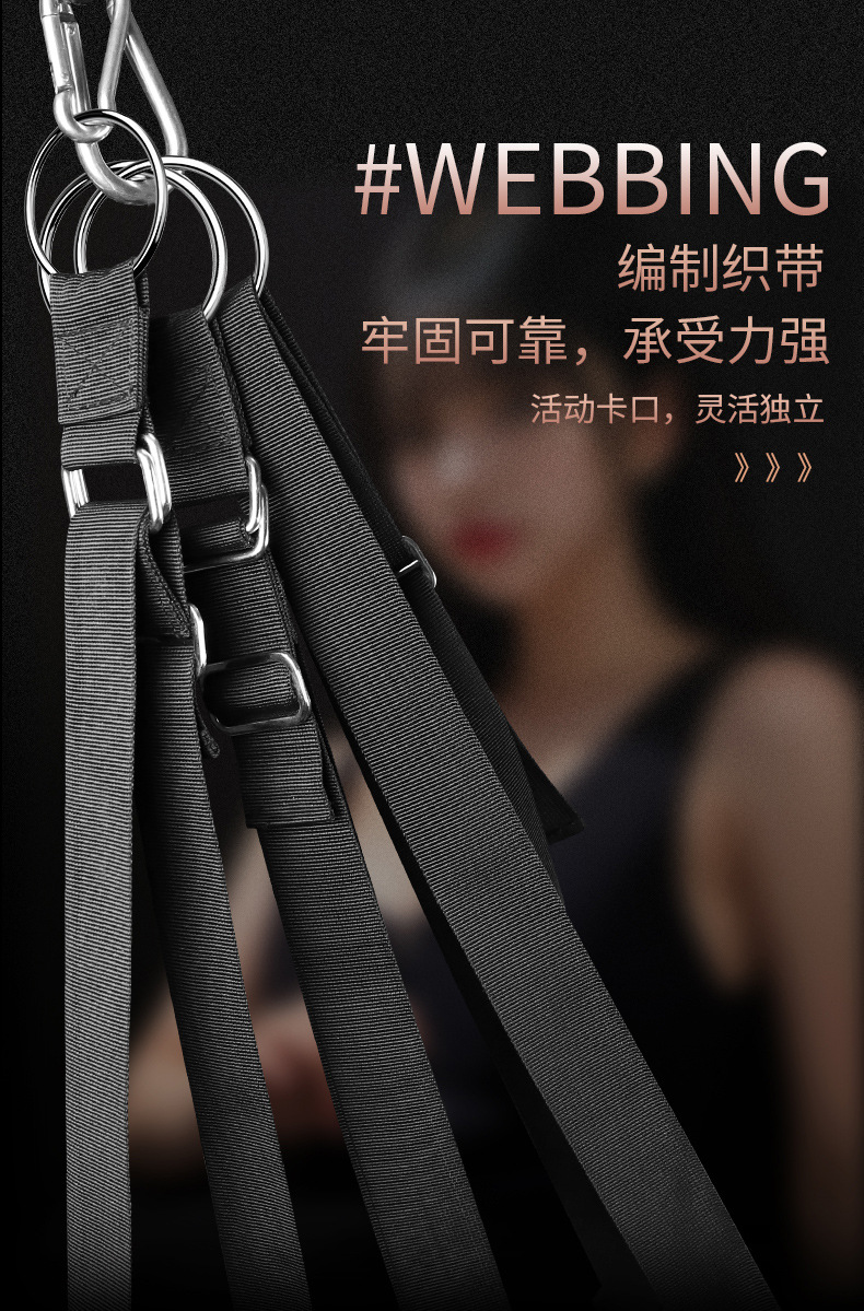 Adult Bondage Swing Set with Handcuffs and Restraint Cushion, Black — detail image 20