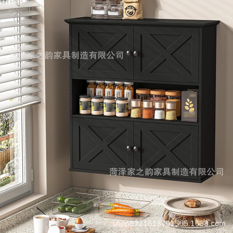 Kitchen, Living Room, Bathroom Wall-Mounted Storage Cabinet with Adjustable Shelves and Double Barn Doors, Farmhouse Storage Cabinet Kitchen, Living Room, Bathroom Wall-Mounted Storage Cabinet with Adjustable Shelves and Double Barn Doors, Farmhouse Storage Cabinet