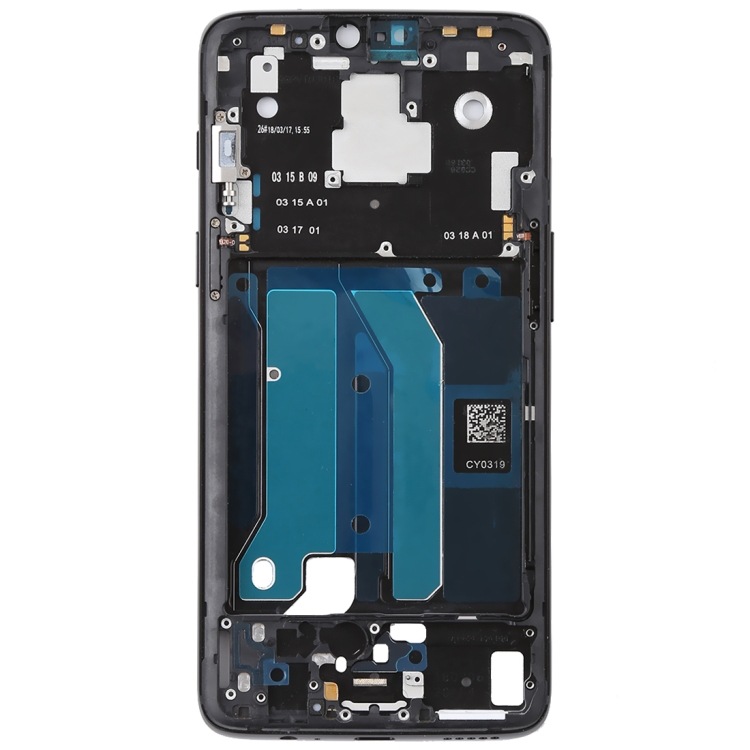 Aplicable para OnePlus 6 LCD frontal frame / A frame con botones laterales (color: negro brillante)