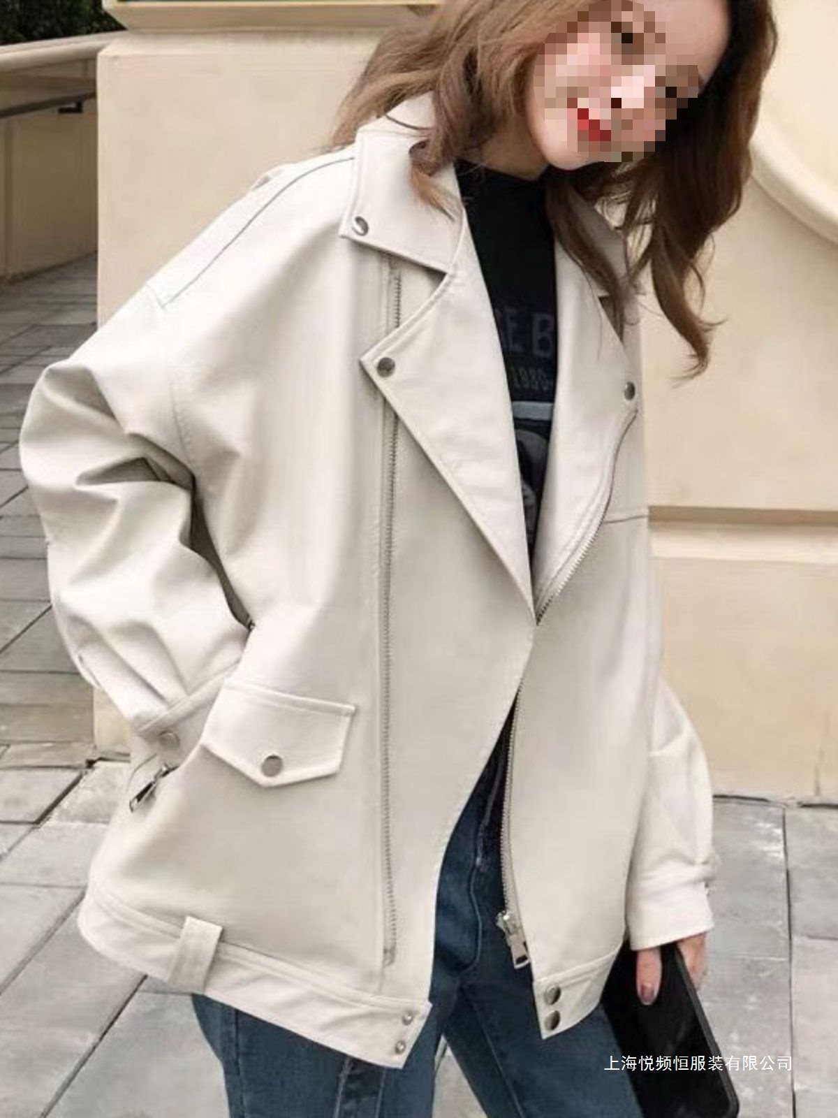 2023 Spring and Autumn New Loose Fit Slimming Stylish Women's Leather Motorcycle Jacket Coat Leather Jacket