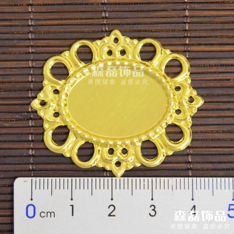  Costume bride wedding group fan base with 18*25 diamond DIY ornament iron sheet elliptical lens gem sheet