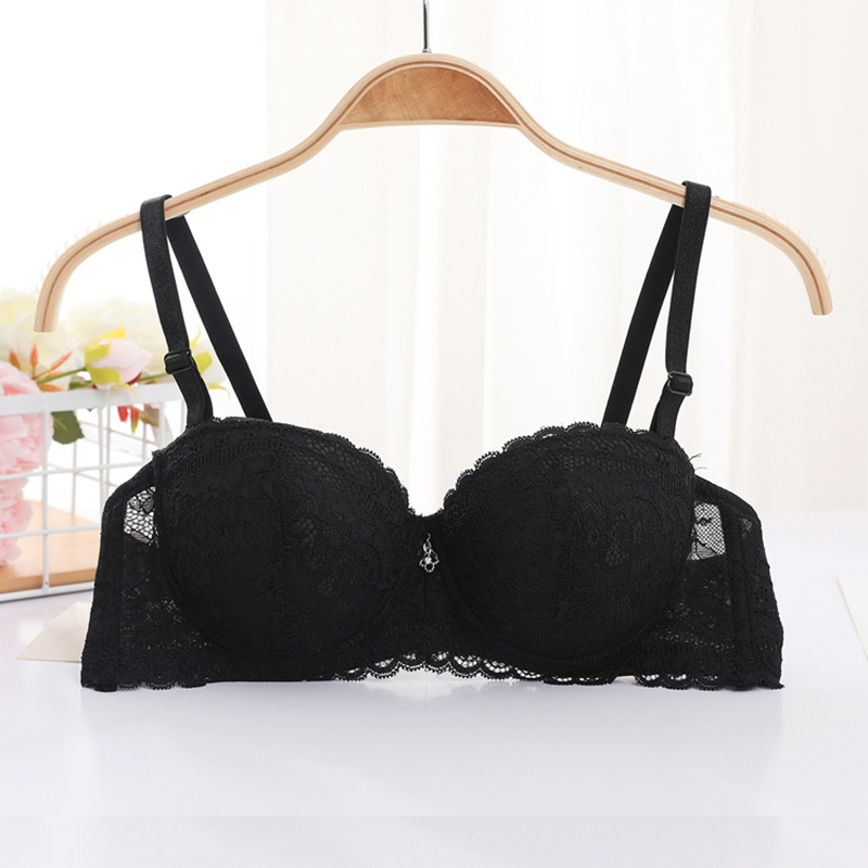 Shantou spot sujetador encaje 1/2 media taza tipo ajuste superior correa de hombro extraíble tubo superior ropa interior sujetador femenino image 8