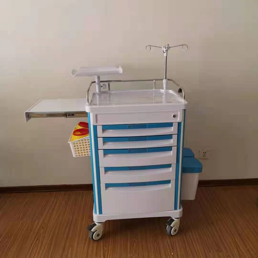 ABS五抽屉双开门急救车单双抽屉治疗车抢救室送药推车移动小推车