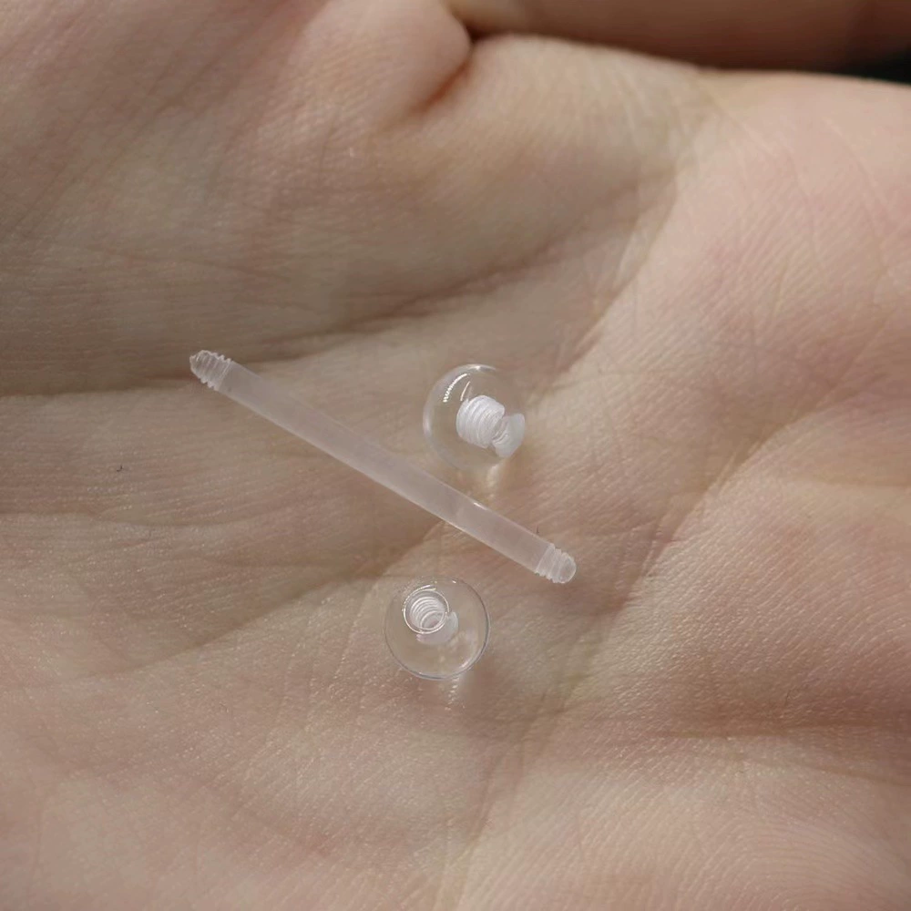 Acrylic Tongue Barbell — Transparent Invisible Design, Gauges 1.2 / 1.6 mm, Multiple Lengths