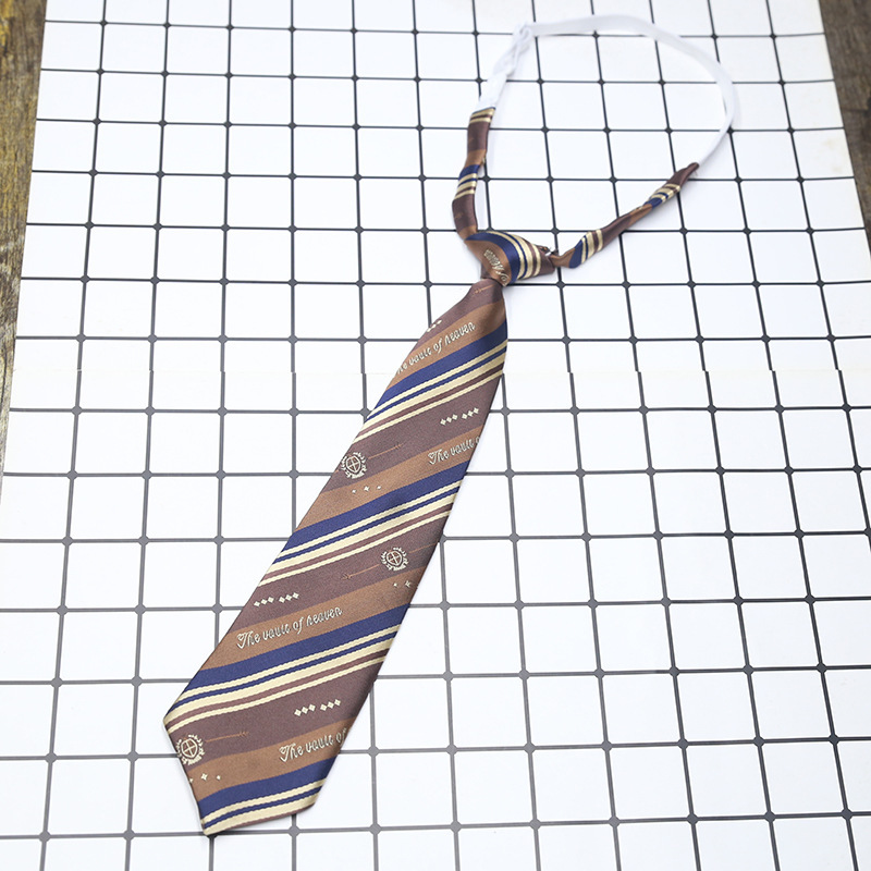 Coffee-Colored Striped Tie, British Style, Paired with Uniform Shirt, Suit, Women's Japanese Dk Style, Fashionable and Trendy Formal Wear