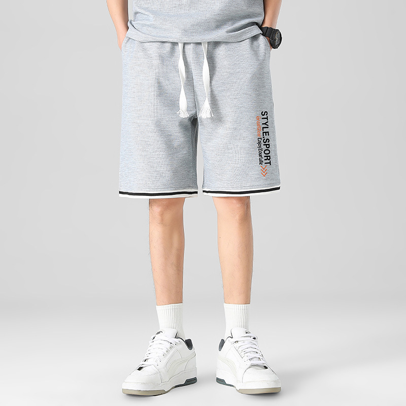 Al por mayor transfronterizo deportivo de ocio de verano de mangas cortas pantalones elásticos de cinco puntos de hombre de punto sueltos pantalones rectos image 26