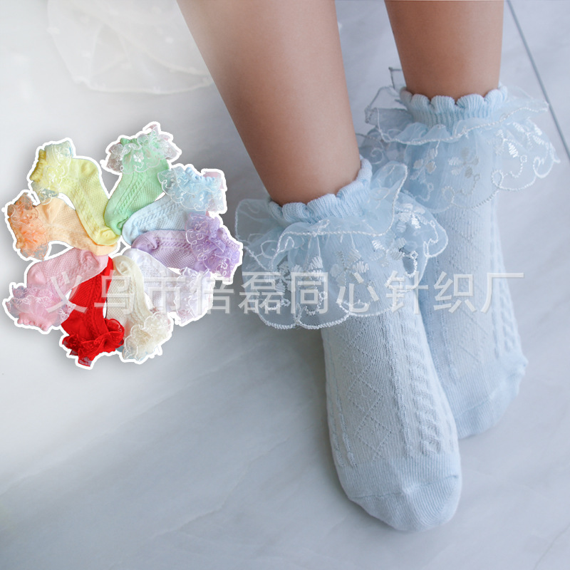 Summer children's Japanese lace thin solid color socks for new born…