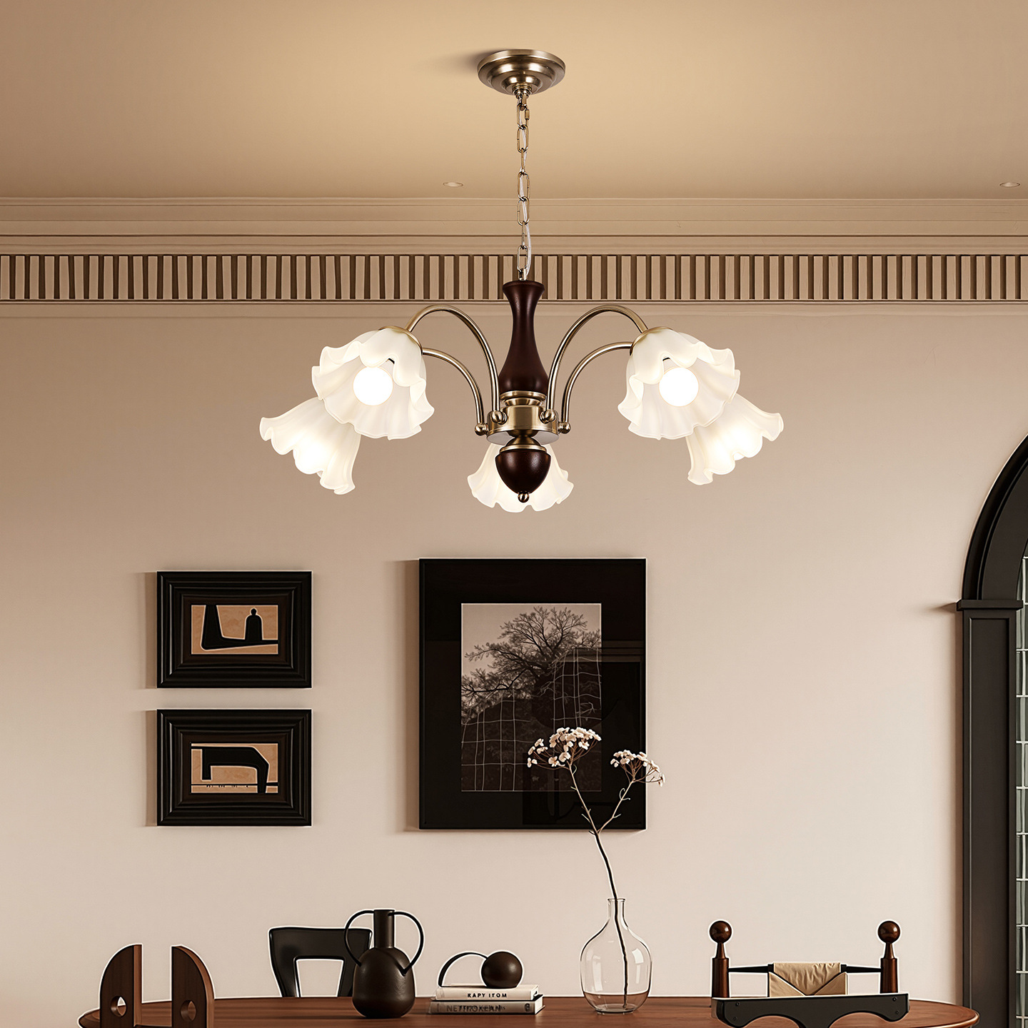 Lámpara de la sala de estar medieval retro americana lámpara de comedor luces de dormitorio sencillas luces de dormitorio residencial 021L