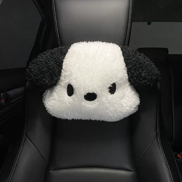 Black and white puppy headrest-single