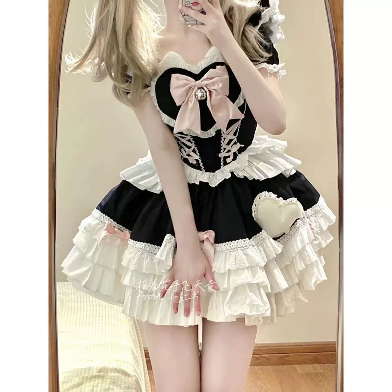 Милая японская Lolita с короткими рукавами, Lolita, атмосфера милой девушки, наряд для Lolita, пышная юбка