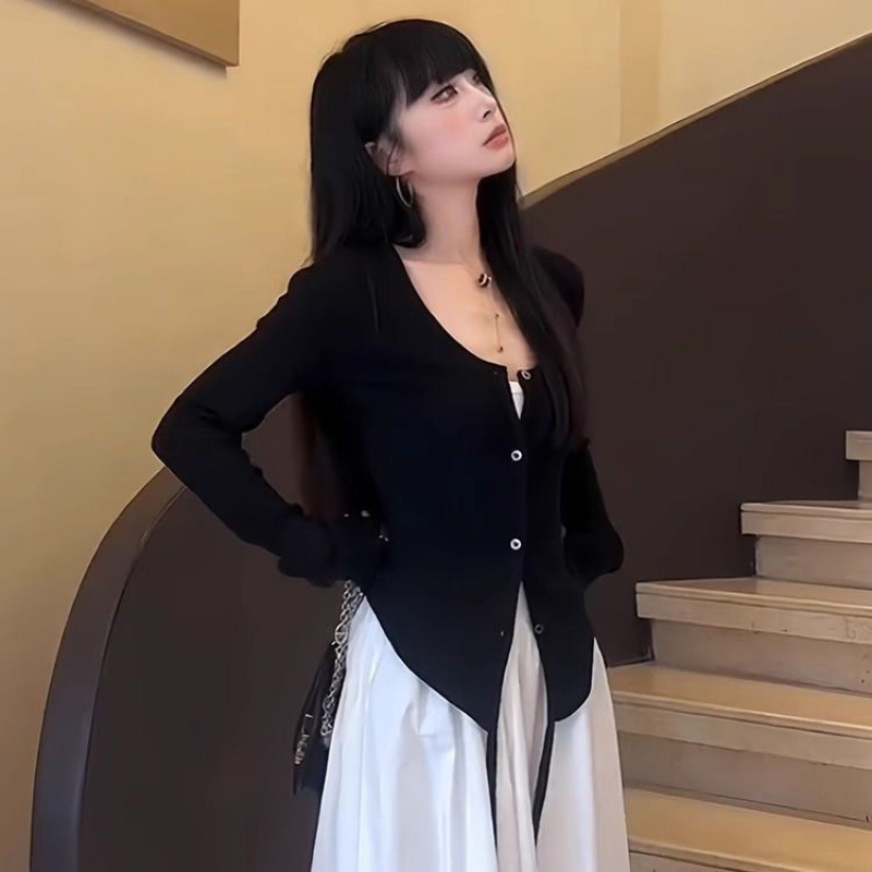 大码女装早秋搭配一整天法式甜美收腰连衣裙针织开衫外穿时尚套装|undefined