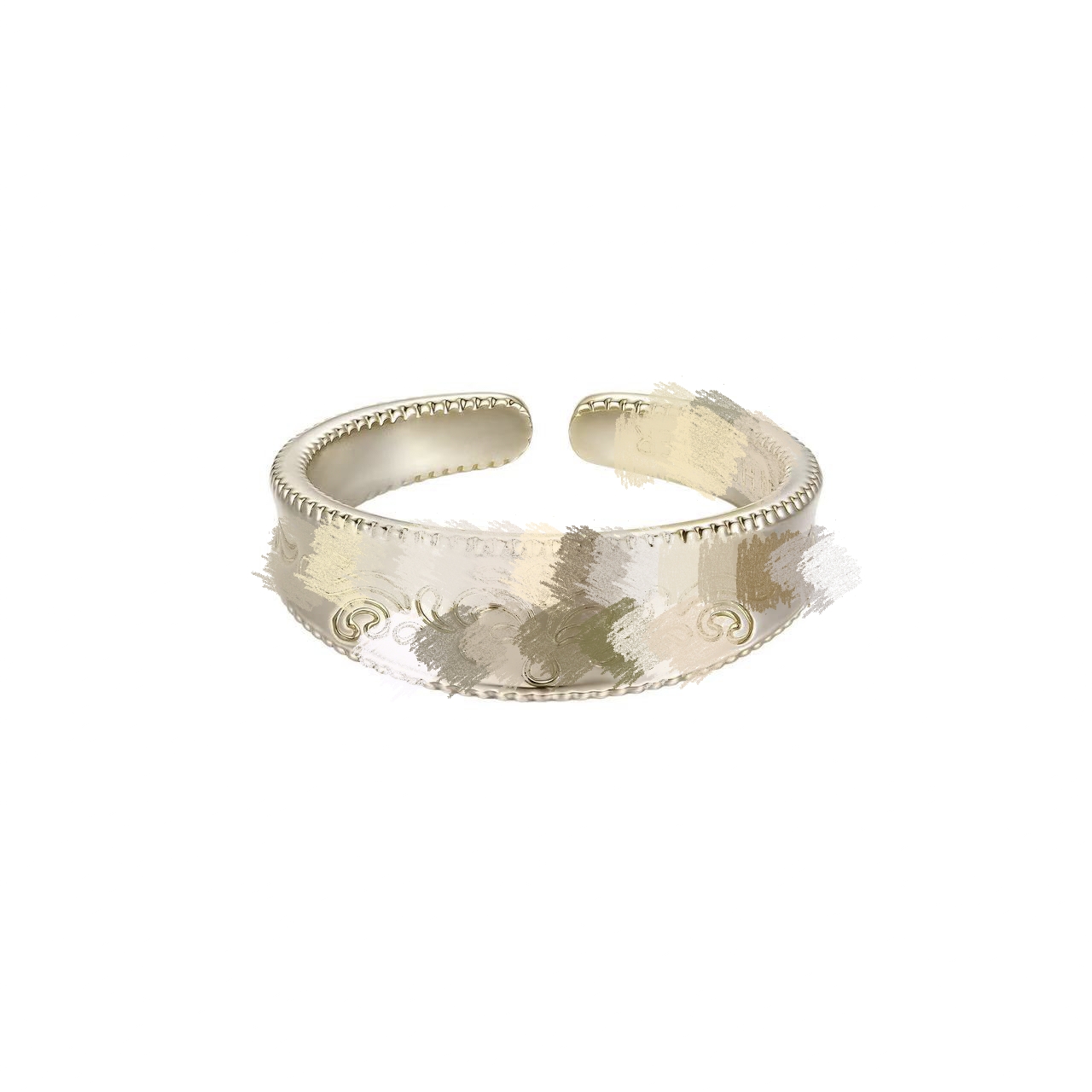 Sanqi Jewelry's same style "Time Poem" iris flower relief ring for women, exquisite light luxury vintage jewelry ring