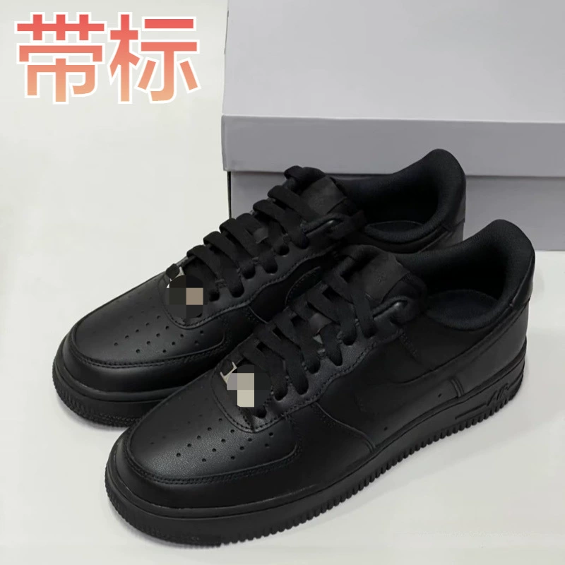 Putian Air Force One Pure Black Men's Shoes Black Warrior Sneakers Simplified Version Air Force One Shock Absorbing Casual Shoes Campus