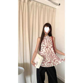 韩系吊带背心女2025新款夏外穿好看设计感无袖挂脖上衣女