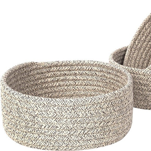 Cesta de almacenamiento estilo japonés, cuerda de algodón, imitación ratán, cesta tejida de lino, cesta de almacenamiento para el hogar y la oficina, almacenamiento para el hogar