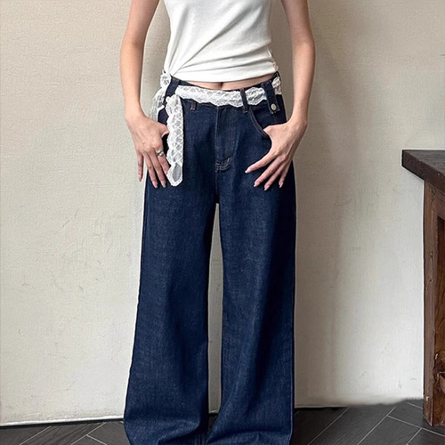 White Lace Edge Belt for Women, 2025 New Model Jeans Waist Cincher, Belt with Ribbon Accessories, Silk Scarf, Hairband