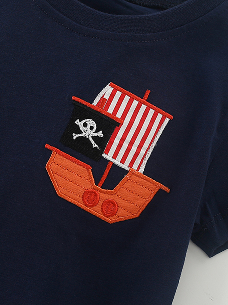Suministro directo de comercio exterior transfronterizo traje para niños malwee verano nuevo estilo europeo y americano niños pequeños y medianos cuello redondo pantalones de manga corta ropa para niños