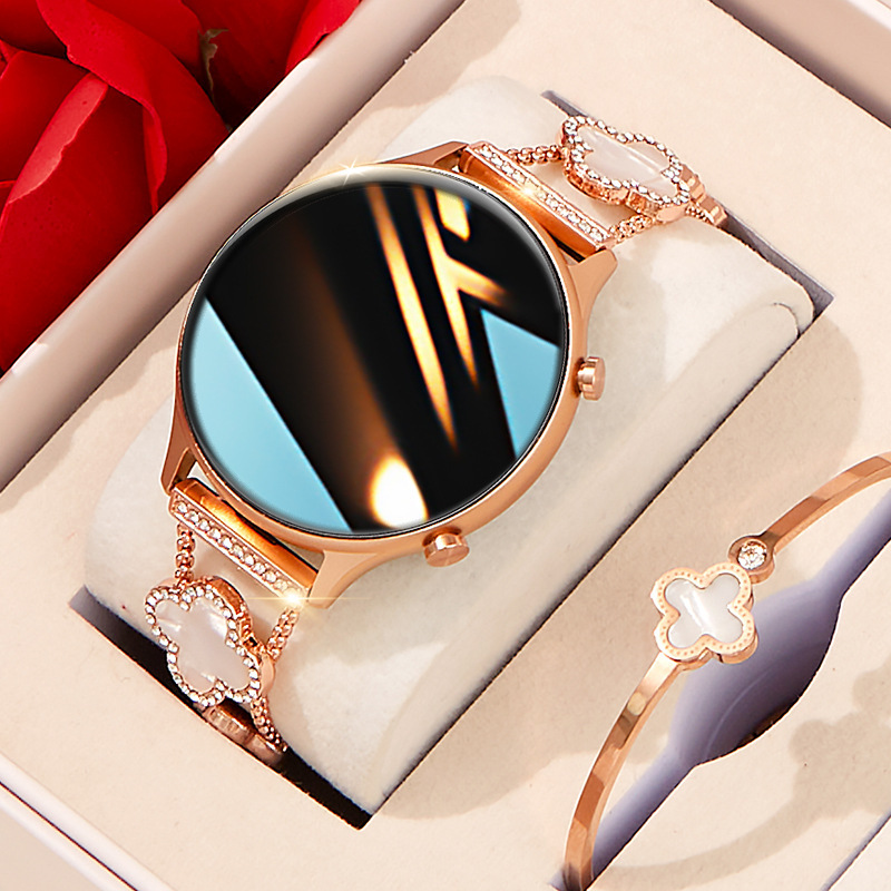 Smart Watch for Women, Heart Rate and Blood Pressure, Suitable for Making and Receiving Calls, Four-Leaf Clover Sports Bracelet