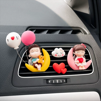 Car Perfume Aromatherapy – Cute Aromatherapy Lasting Creative Couple - moon-couple-love-balloon-baiyun-double-love-white-shell
