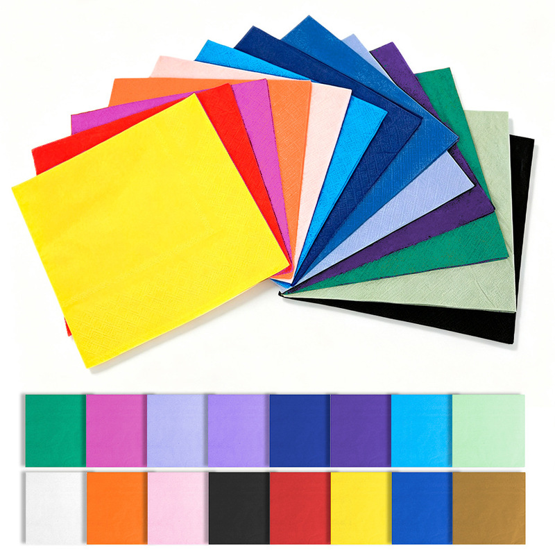 Disposable Colorful Napkins for Parties, Solid Color Square Paper Napkins, Cross-Border Amazon Restaurant Table Setting Holiday Supplies