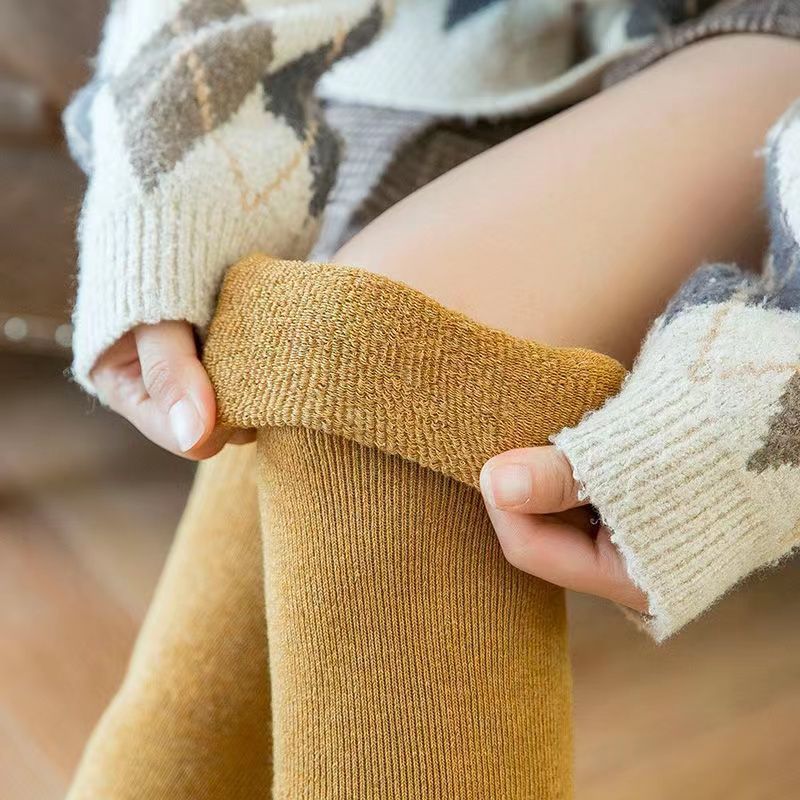 Medias forradas de lana de Invierno para mujer calcetines gruesos sobre la rodilla JK grueso estilo japonés cálido otoño e invierno confinamiento medias altas