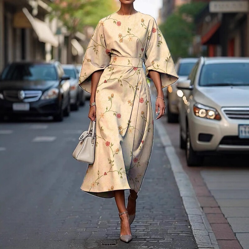 2025 Cross-Border Independent Site Amazon Floral Ocean Eternal Elegance Dress E439 Women's Dress