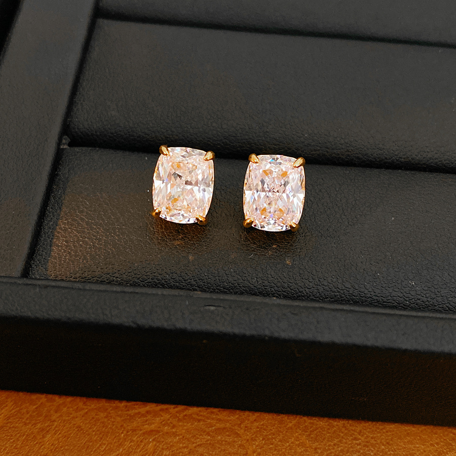 Elegante simple geometría pernos de piedra de silicio estilo frío temperamento personalidad pendientes ligeros de lujo alta sensación de auriculares al por mayor