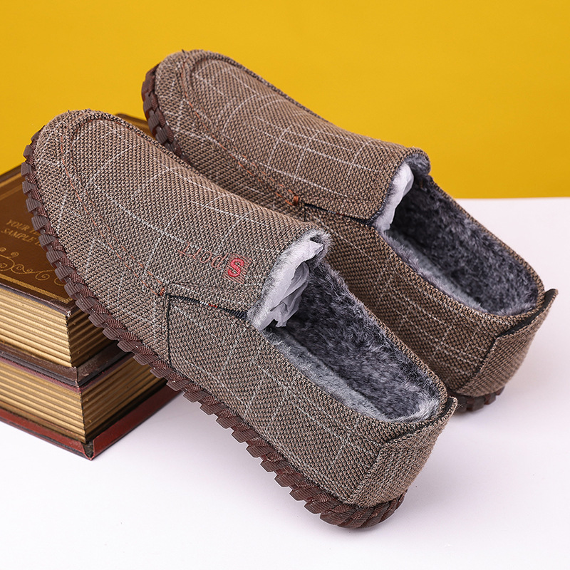 冬季男棉鞋加绒保暖牛筋底休闲鞋老北京布鞋中老年大码爸爸二棉鞋