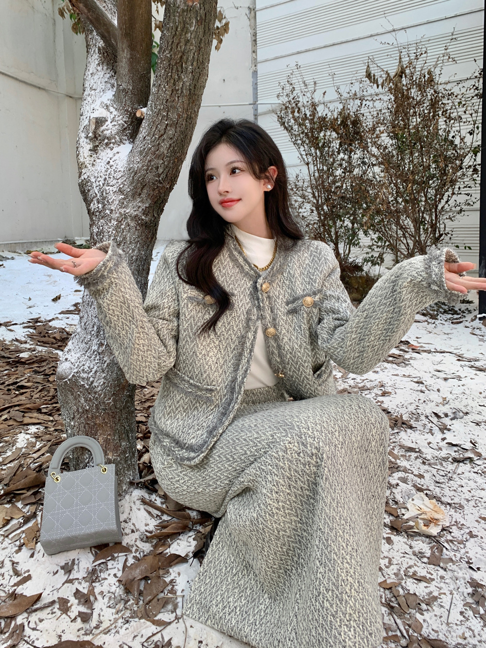  冬  L-4XL大きいサイズジャケット、スカート