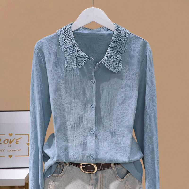 Cotton Loose Shirt Women's Summer Slimming Jacquard Top