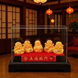 绒沙金摆件 财神爷佛像摆件 五路财神 家居 招财纳福开业礼品