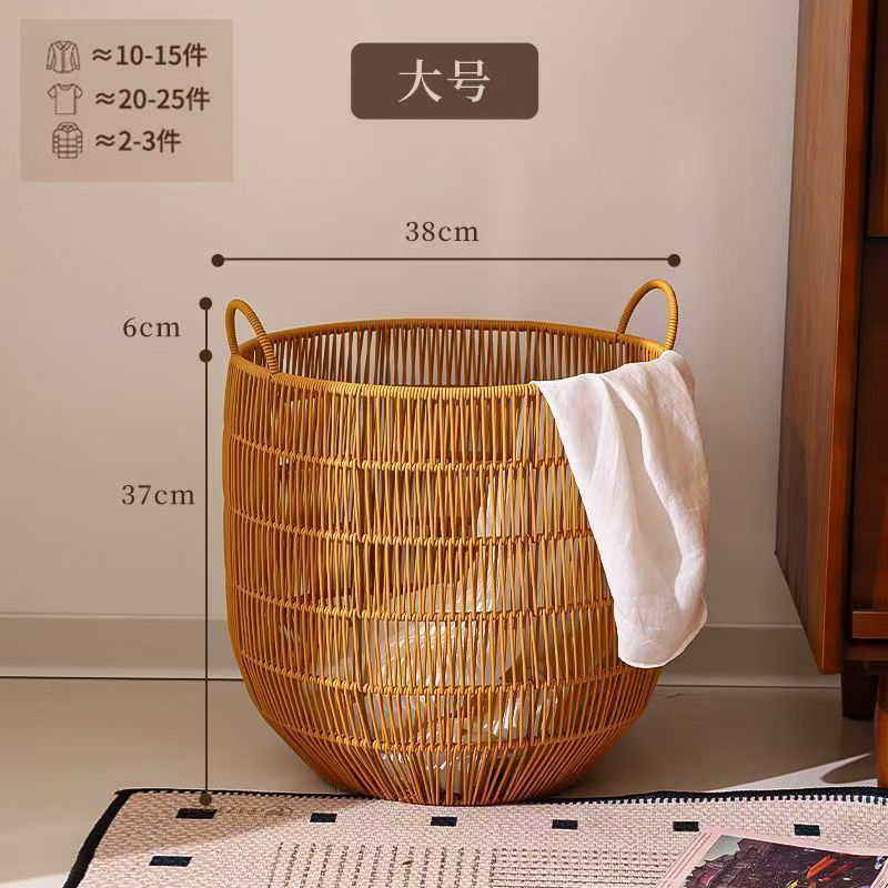 仿藤脏衣篓藤编脏衣服收纳筐脏家用衣篮酒店毛巾收纳筐防水脏衣篮|undefined