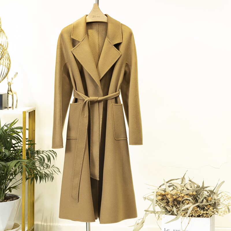 Max Classic Pure Cashmere Coat for Women, Labbro Bathrobe, Double-Sided Cashmere Coat, Long Lace-Up Mara Max Classic Pure Cashmere Coat for Women, Labbro Bathrobe, Double-Sided Cashmere Coat, Long Lace-Up Mara