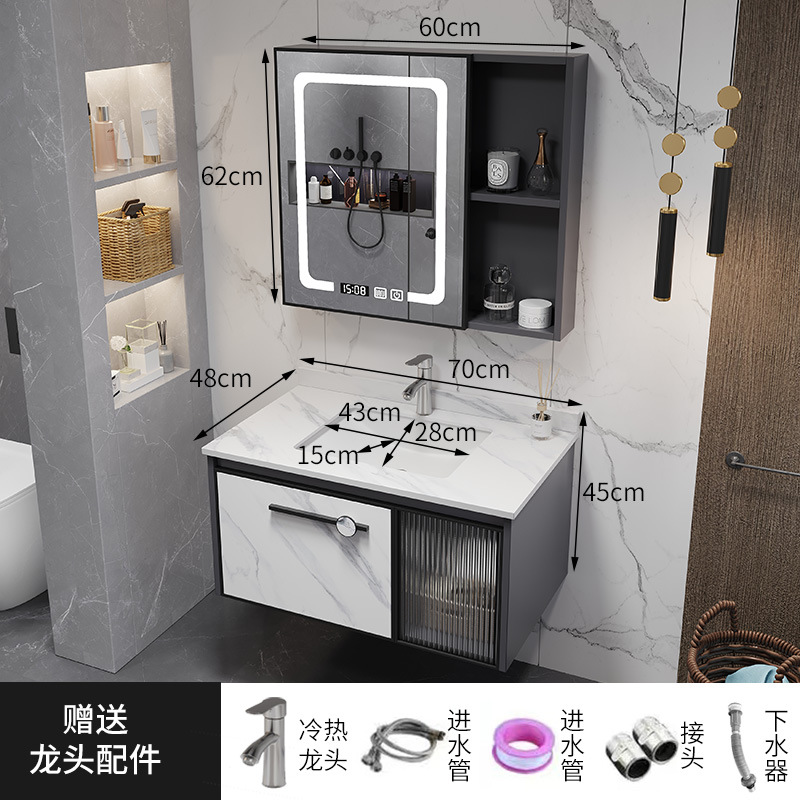 gabinete de baño combinado gabinete lavabo espacio aluminio tablero de fibra de carbono lavabo pequeño tipo lavabo