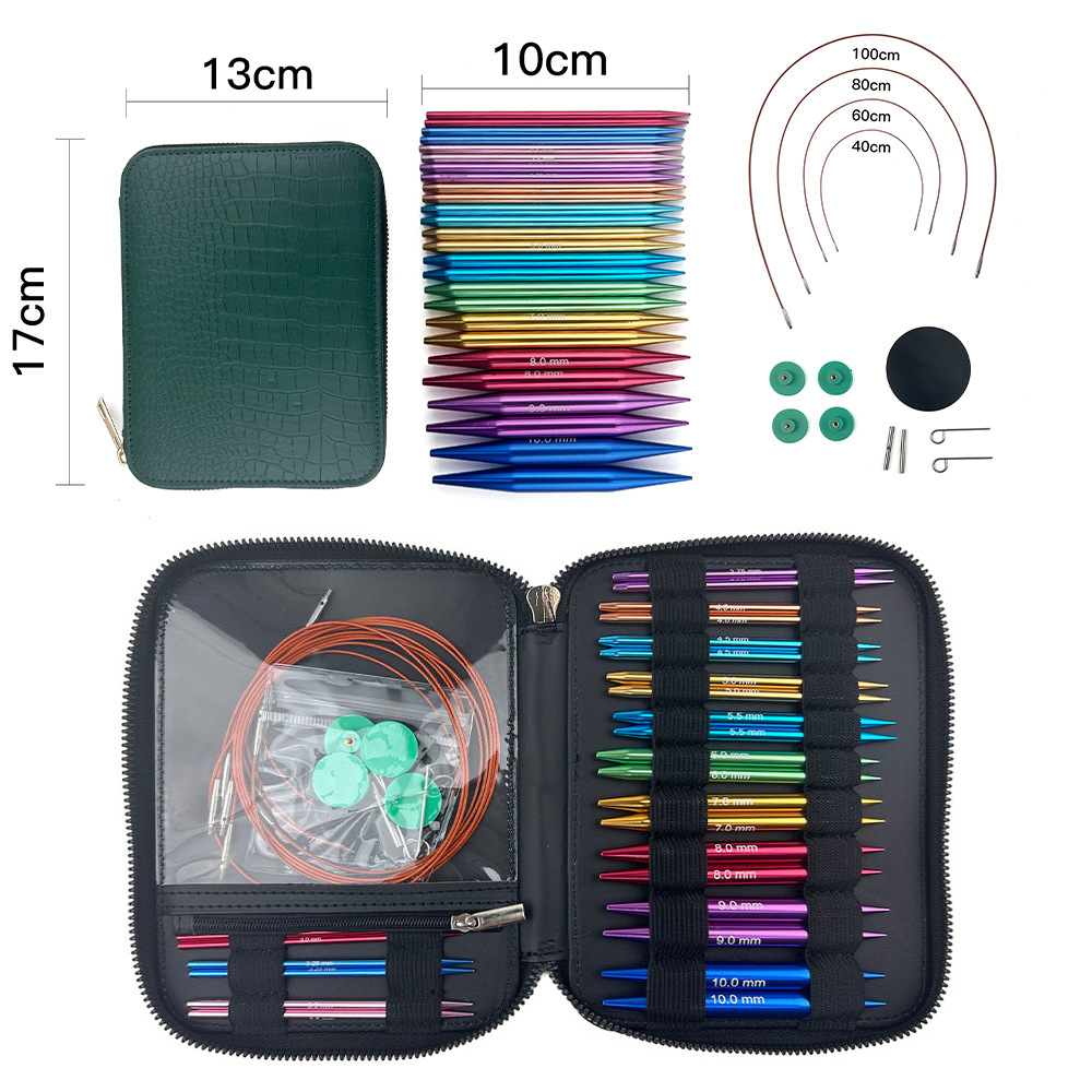 Herramienta tejida transfronteriza aguja de suéter arco iris alúmina anillo desmontable longitud 10CM 13 paquete