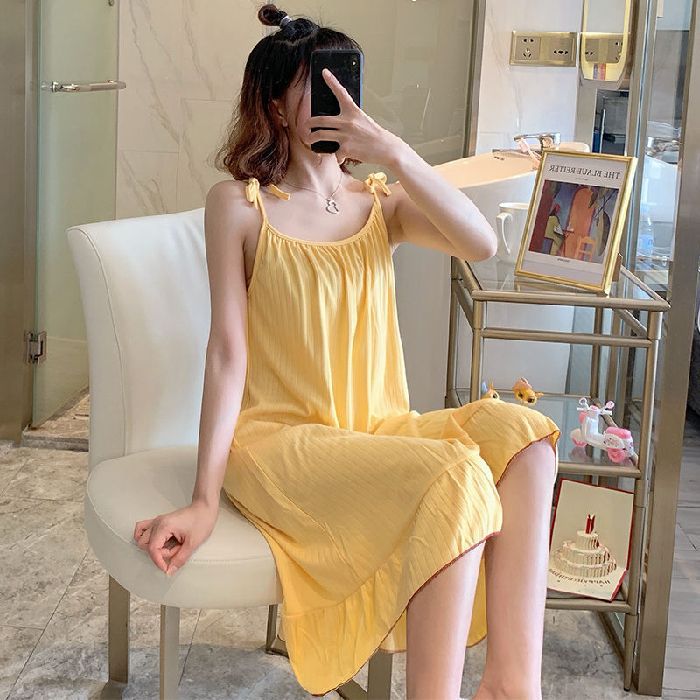 Camisón de un mono de tirantes estilo ins japonés, mujer, estudiante de longitud media de verano, niña linda, pijama dulce, servicio a domicilio