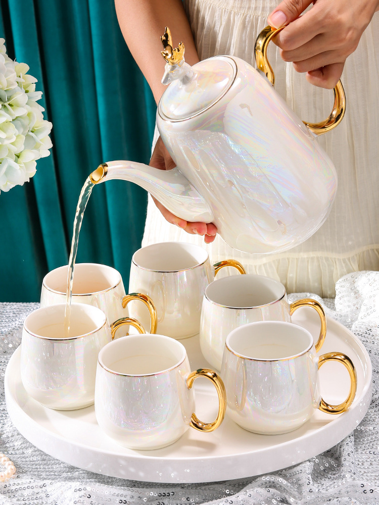 BB4C批发轻奢陶瓷茶具套装家用水杯茶杯待客杯子欧式茶壶结婚