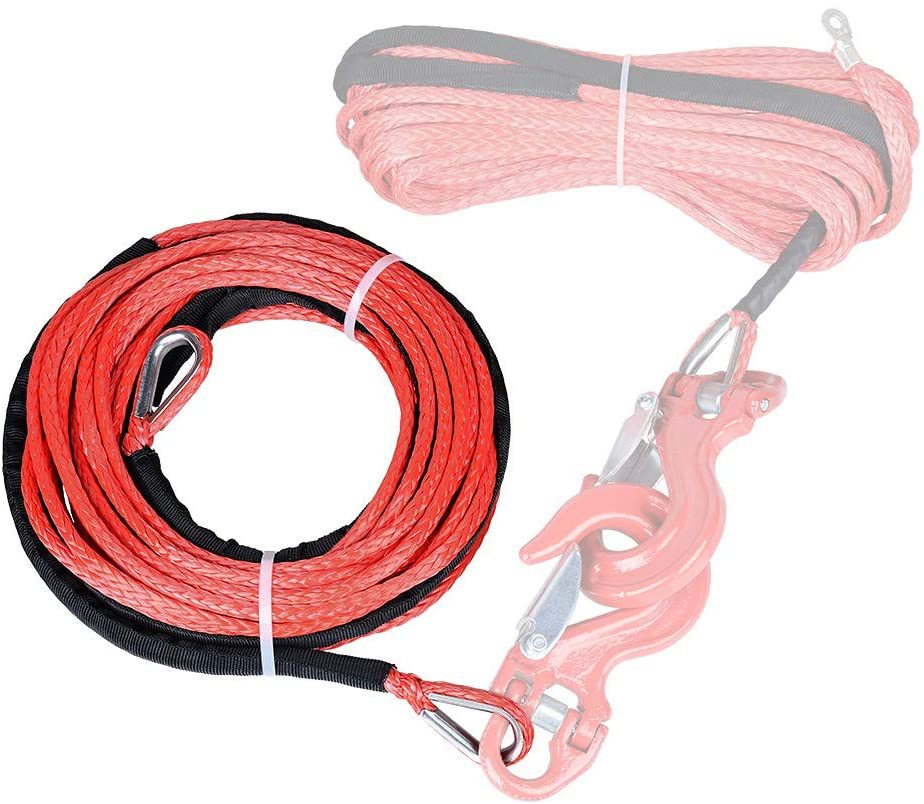 6mm Synthetic Fiber Rope Winch Rope 7700 Pounds 1/4 Polymer Trailer Rope Hook Uhmwpe Electric Winch Extension