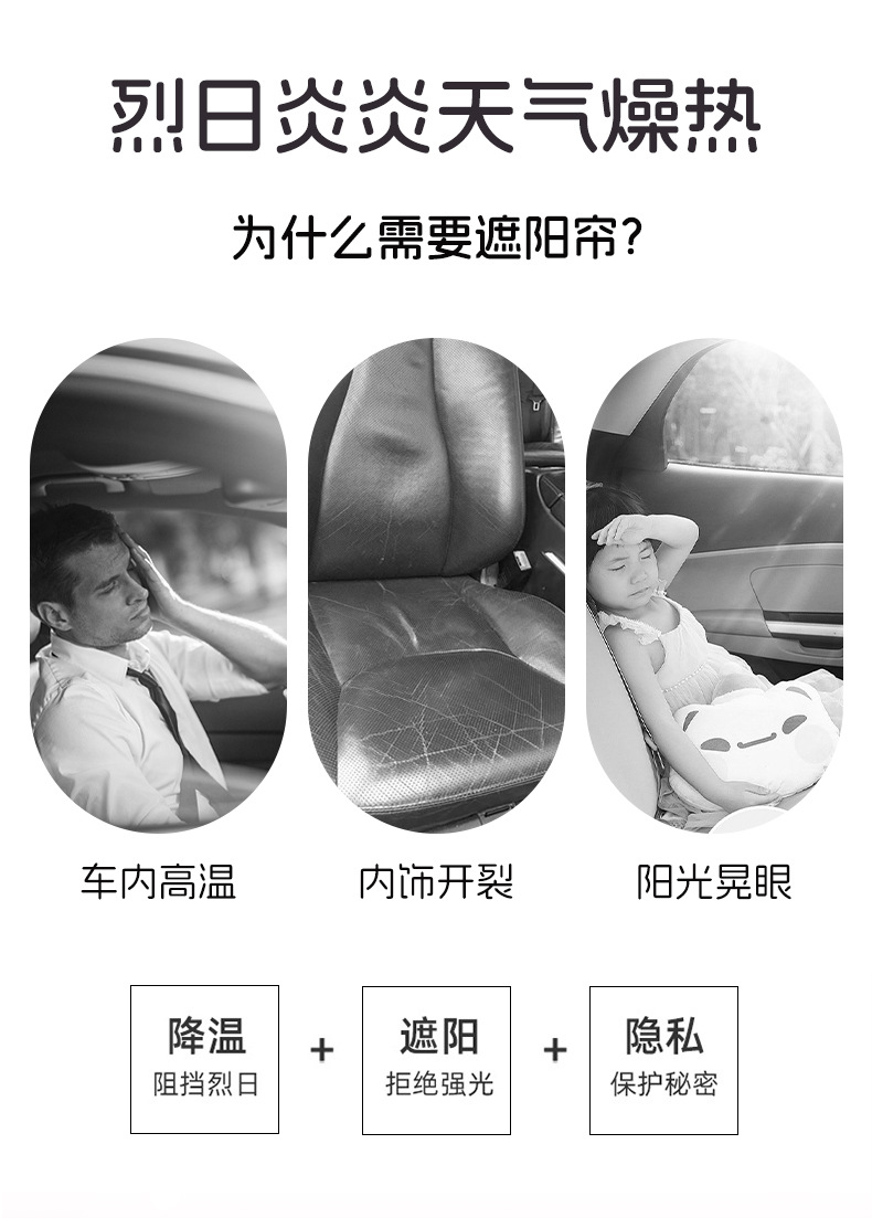 Car Sunshade Creative Double-Layer Car Sunshade for Summer Children's Car Suction Cup Type Sun Protection and Heat Insulation Curtain