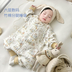 秋冬新作竹綿六層分足寝袋デジタルプリント乳幼児用ワンピース子供用寝袋