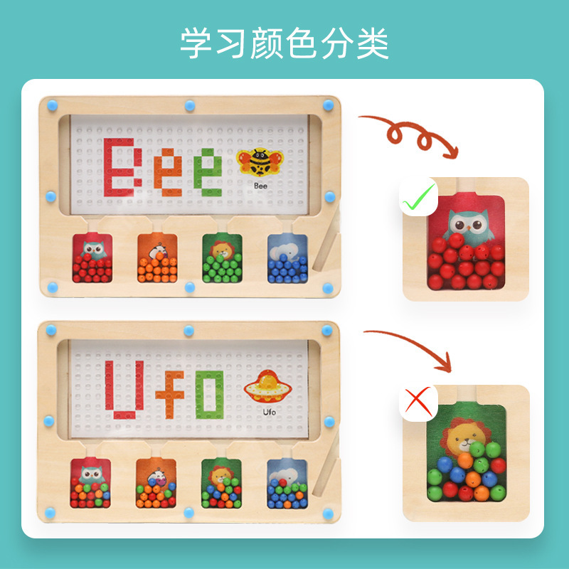 Cuentas creativas magnéticas de los niños transfronterizos clasificación de color juguetes educativos tablero de conteo laberinto magnético material didáctico cognitivo