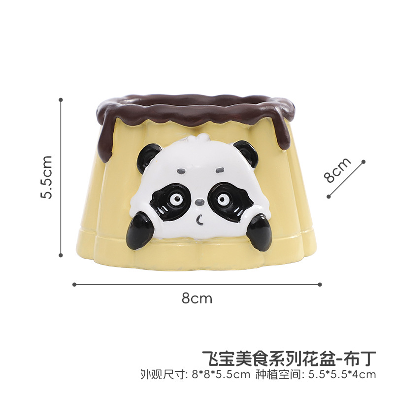 Chậu cây mọng nước hình gấu trúc hamburger resin, chậu mini để bàn, trang trí ban công và sân vườn (RG-104)
