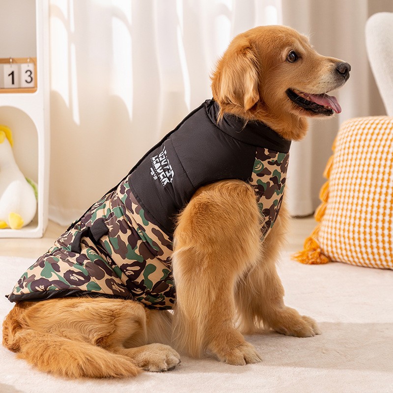 Transfronterizos de moda de color sólido fuera de tracción chaleco perros grandes perros de otoño y invierno mascotas ropa de perro al por mayor image 15