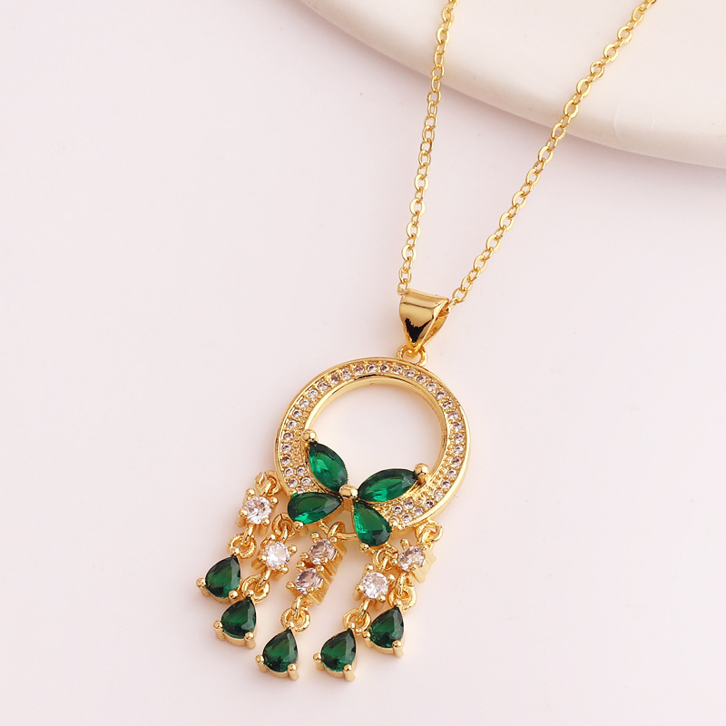 Fashion Butterfly Copper Plating Inlay Zircon Pendant Necklace 1 Piece