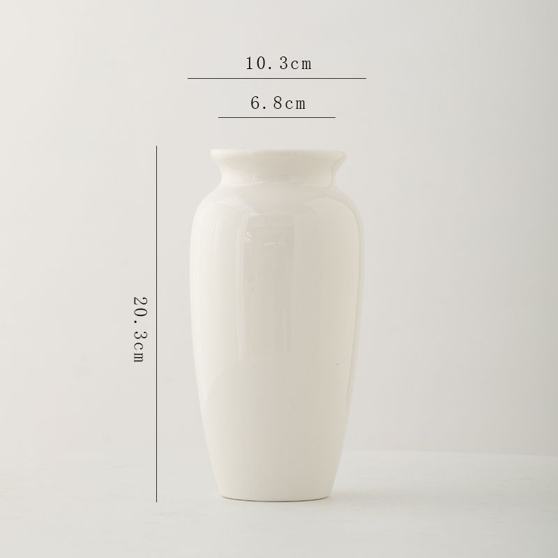 白色现代陶瓷花瓶水养鲜花干花装饰品摆件客厅餐桌摆件花器供应链|undefined