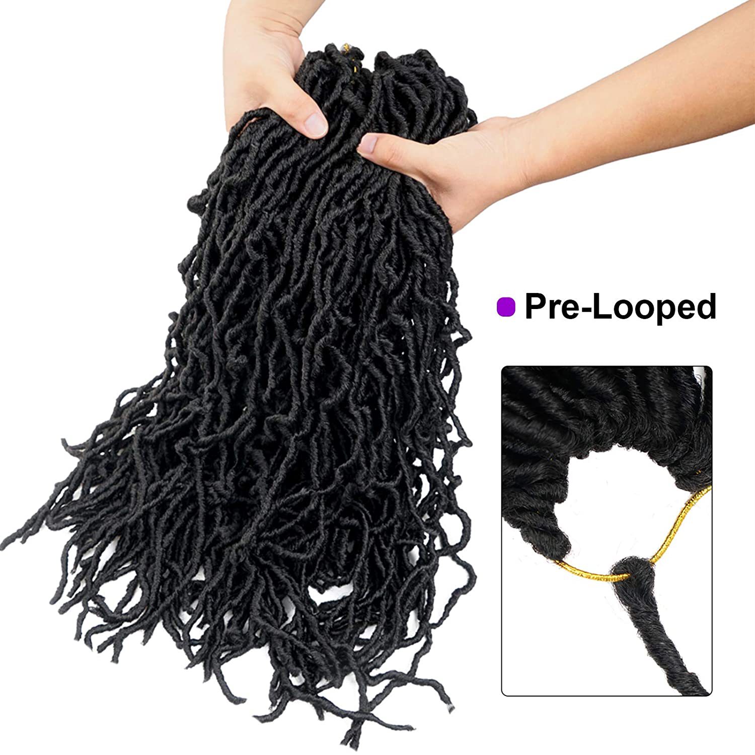36 pulgadas Nu Locs Crochet Trenzas de Pelo lombriz de tierra curvada Crochet Pelo sucio trenza Peluca de fibra química